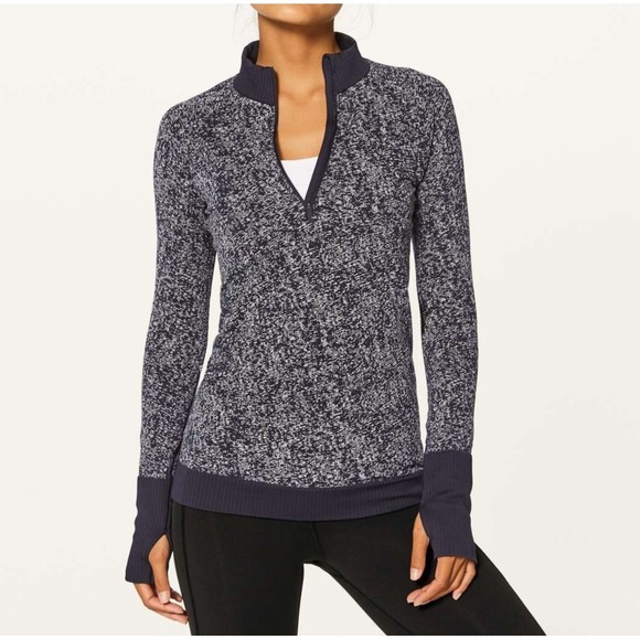 lululemon athletica Tops - Lululemon Womens Rest Less 1/2 Zip Athletic Pullover Mock Neck Gray Size Medium